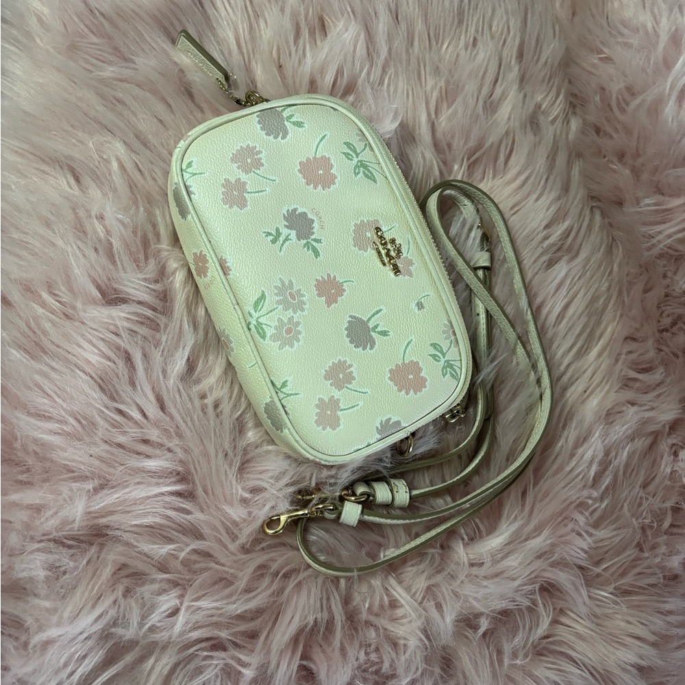 Coach Cream and Pink Floral Crossbody Bag